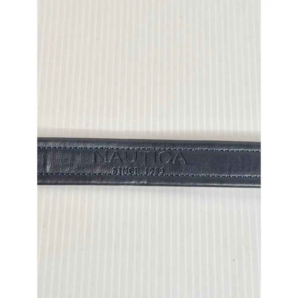 Nautica Kids Belt 6-8 Years Blue Genuine Leather Silver Buckle 24/60 Boys Preppy